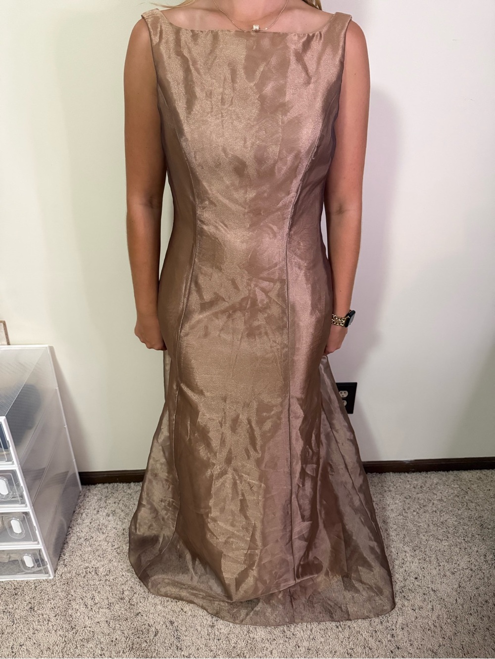 Anne Klein Metallic Bronze Sleeveless Maxi Gown